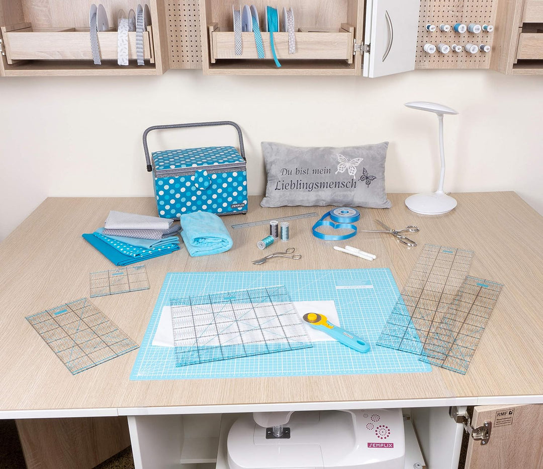 Semplix Schneidematten Set A2 Rollschneider Lineal Prym (türkis/petrol) | A2 Schneidematte 60x45 cm