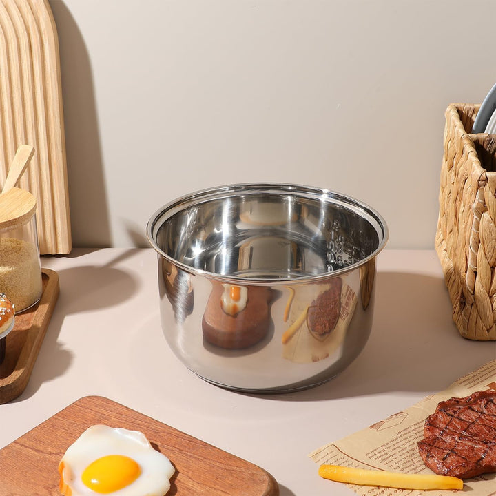 Amosfun Edelstahl Reiskocher Innentopf 2L Universal Ersatztopf FüR Elektrische Reiskocher Zum Kochen