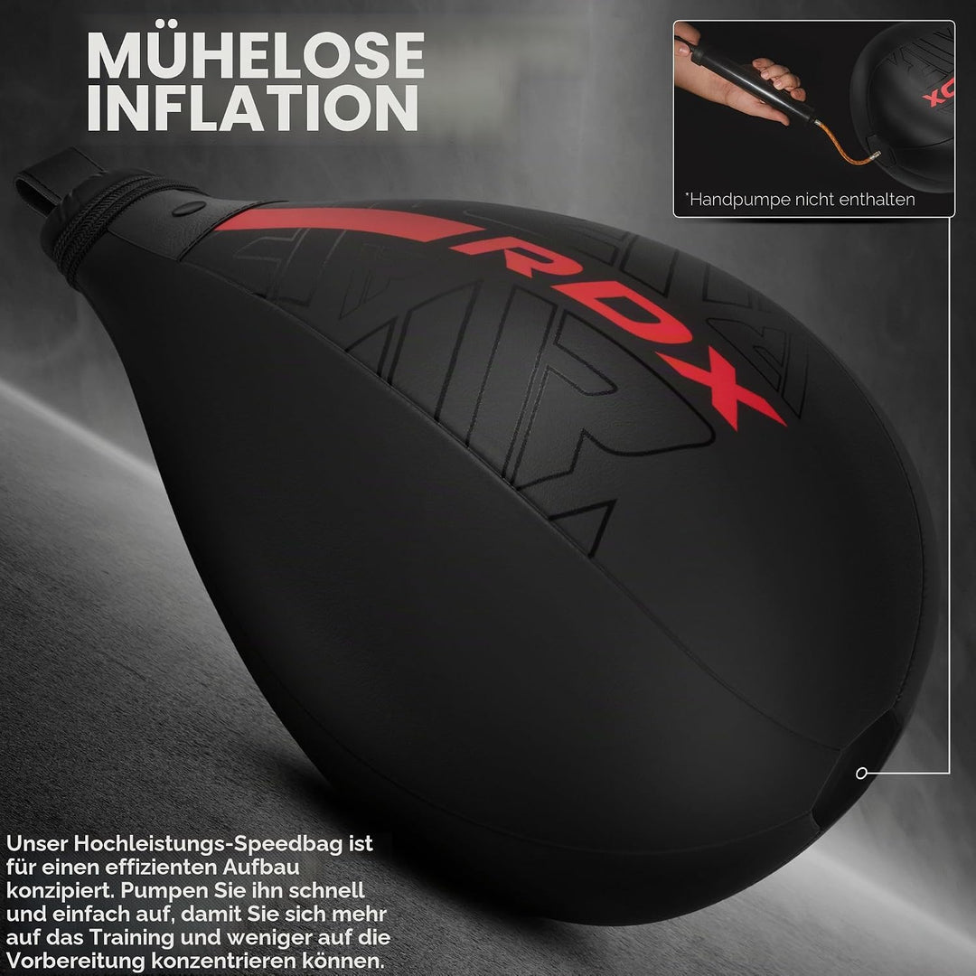RDX Boxbirne Maya Hide Leder Set, Speedball Hängend Mit Halterung, Punchingball Boxing Speed Bag, Ge