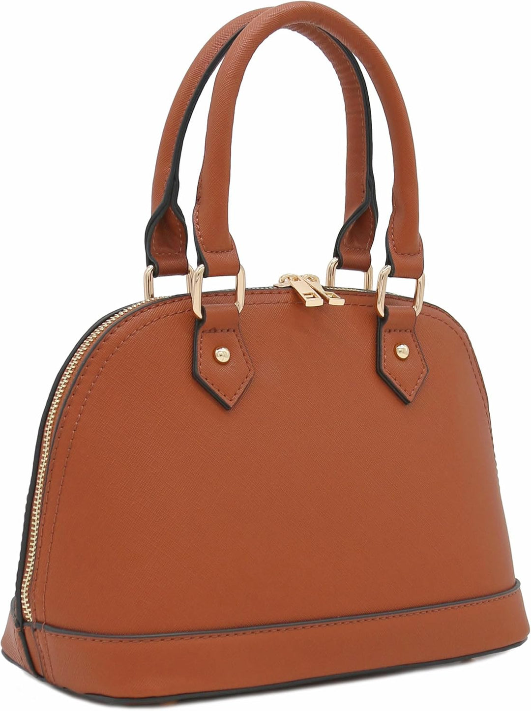 Saffiano Classic Dome Satchel mit Reissverschluss Hautfarben, Hautfarben