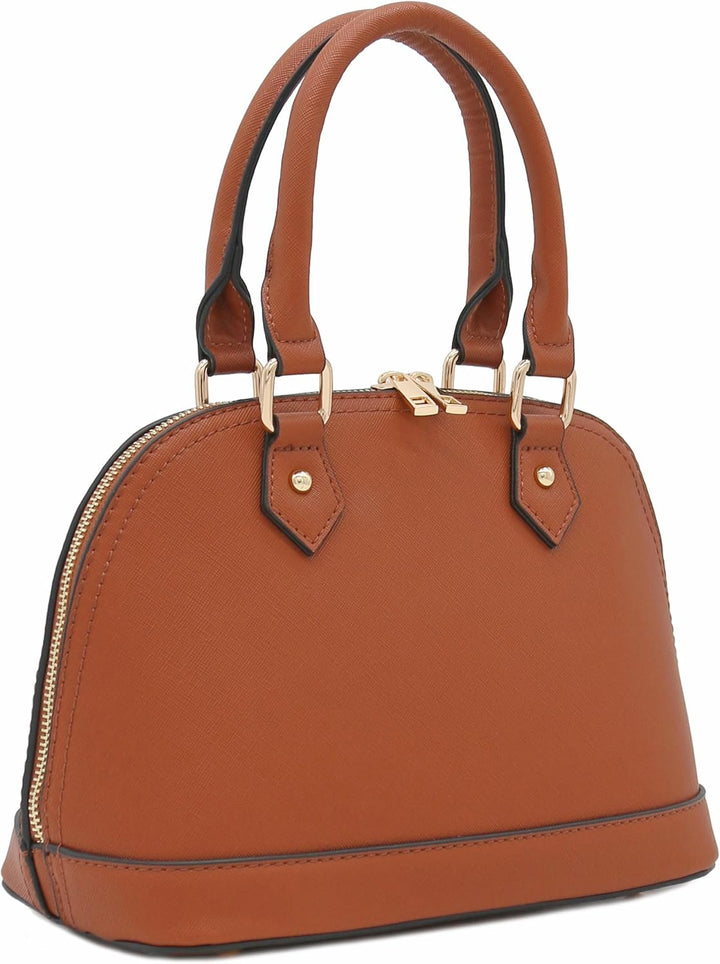 Saffiano Classic Dome Satchel mit Reissverschluss Hautfarben, Hautfarben
