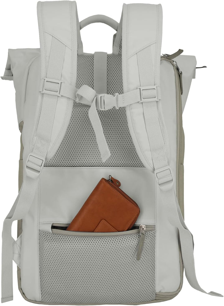 Travelite Handgepäck Rucksack, Laptop Rucksack 15,6 Zoll, BASICS, Reiserucksack Rolltop Funktion, 60