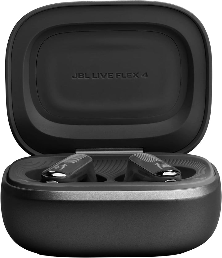 JBL Live Flex 4, Kabellose Noise-Cancelling-Ohrhörer, Schwarz | Hi-Res Audio, Smart Charging Case, B