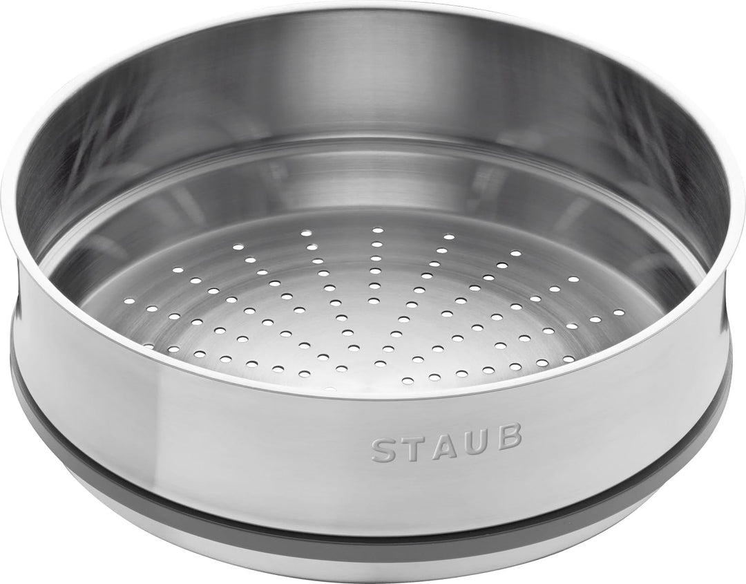 STAUB Gusseisen Bräter/Cocotte, mit Dämpfeinsatz, Rund 26 cm, 5,2 L, Aromaregen Funktion, Für alle H
