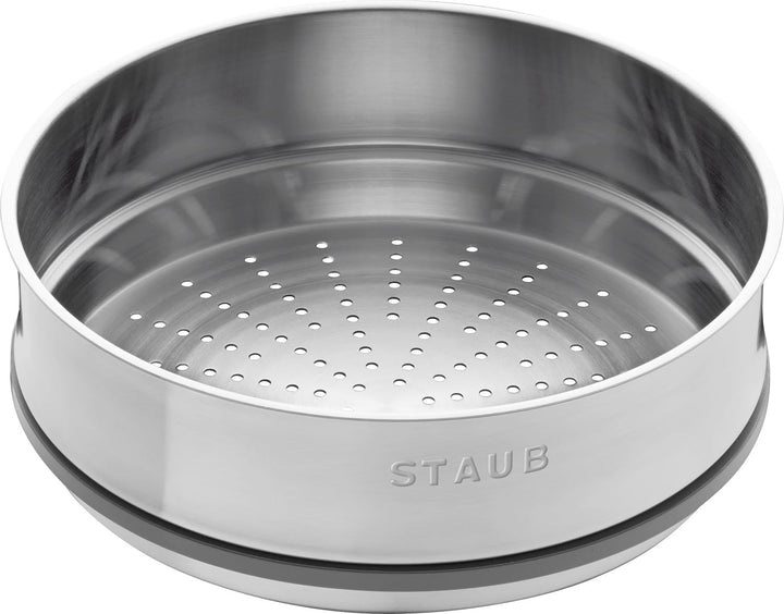 STAUB Gusseisen Bräter/Cocotte, mit Dämpfeinsatz, Rund 26 cm, 5,2 L, Aromaregen Funktion, Für alle H