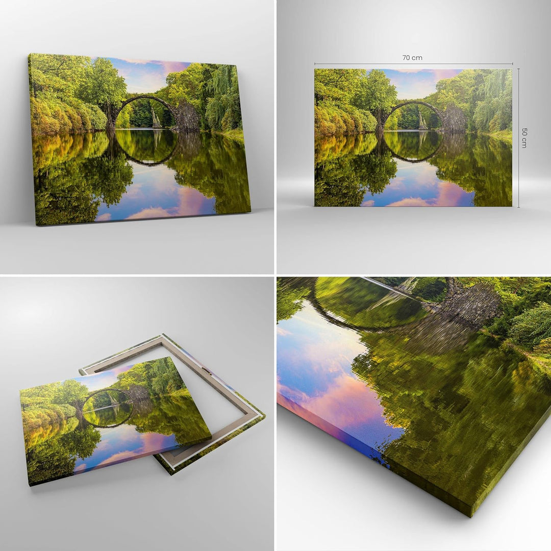 Bilder auf Leinwand Park Natur Wasser Leinwandbild mit Rahmen 70x50cm Wandbilder Dekoration Wohnzimm