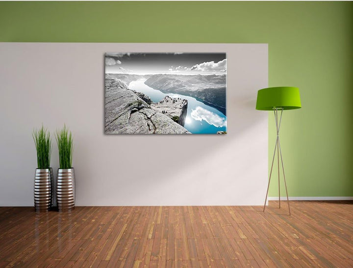 Pixxprint Küste in Norwegen als Leinwandbild/Grösse: 100x70 / Wandbild/Kunstdruck/fertig bespannt, 1