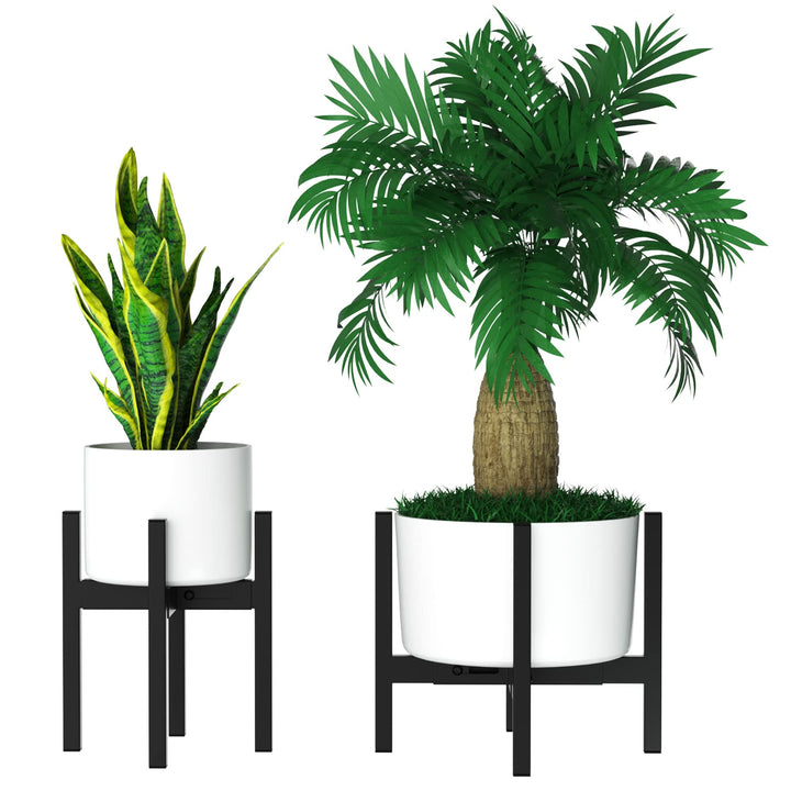 ZMTECH Verstellbare Pflanzenständer Metall Schwarz, 20-35cm Modern Blumentopf Ständer, Midcentury Bl