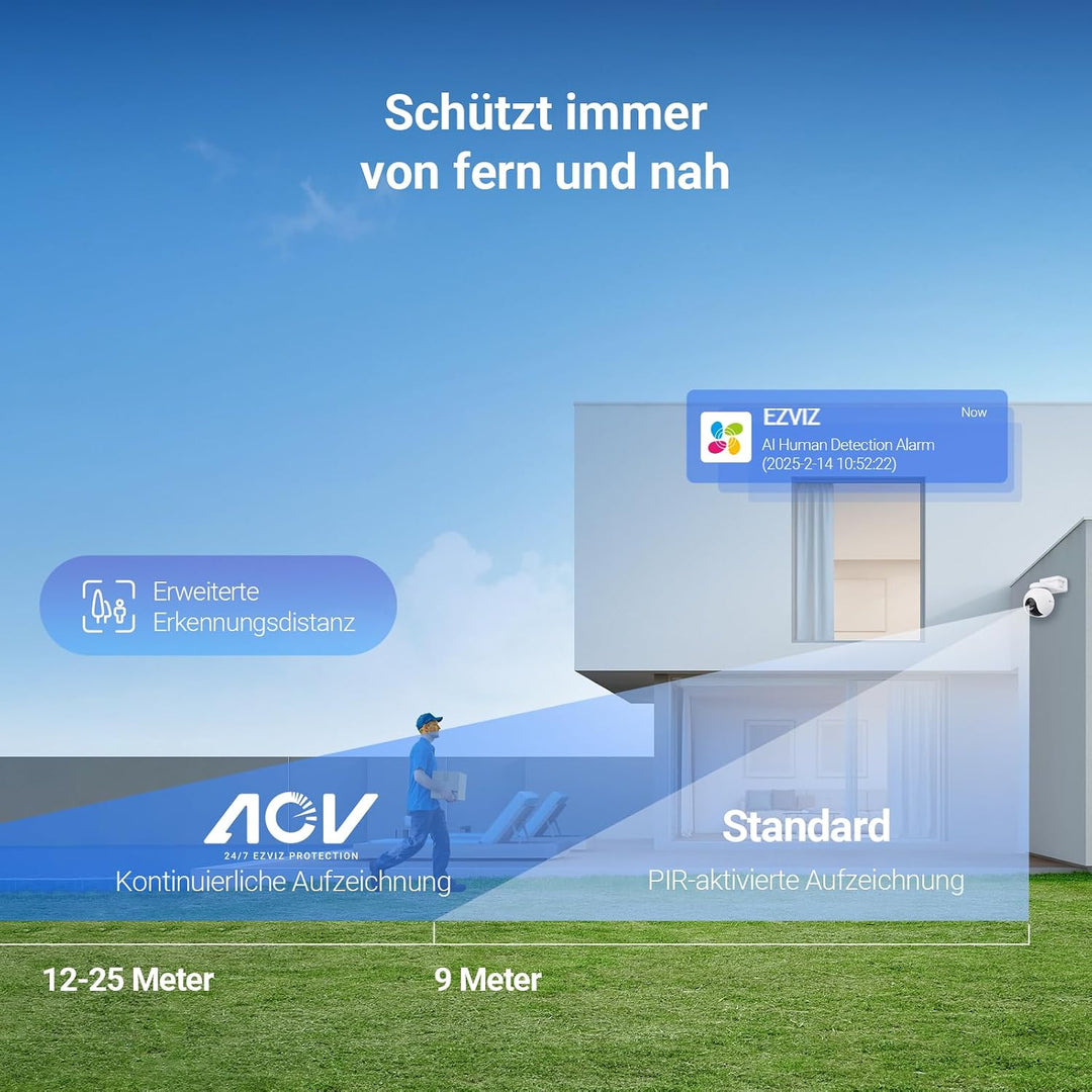 EZVIZ 4K PTZ Kabellose WLAN-Aussenkamera, 360° Solar/Akku Überwachungskamera Outdoor, Farbnachtsicht