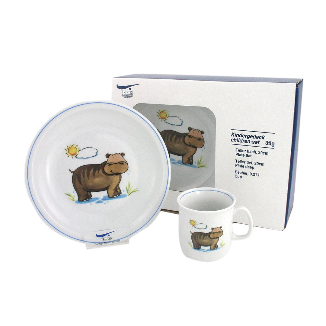 Eschenbach Porzellan 13604933530707 Kindergeschirr Nilpferd Kindergedeck 3tlg. Porzellan, Dekor, 01