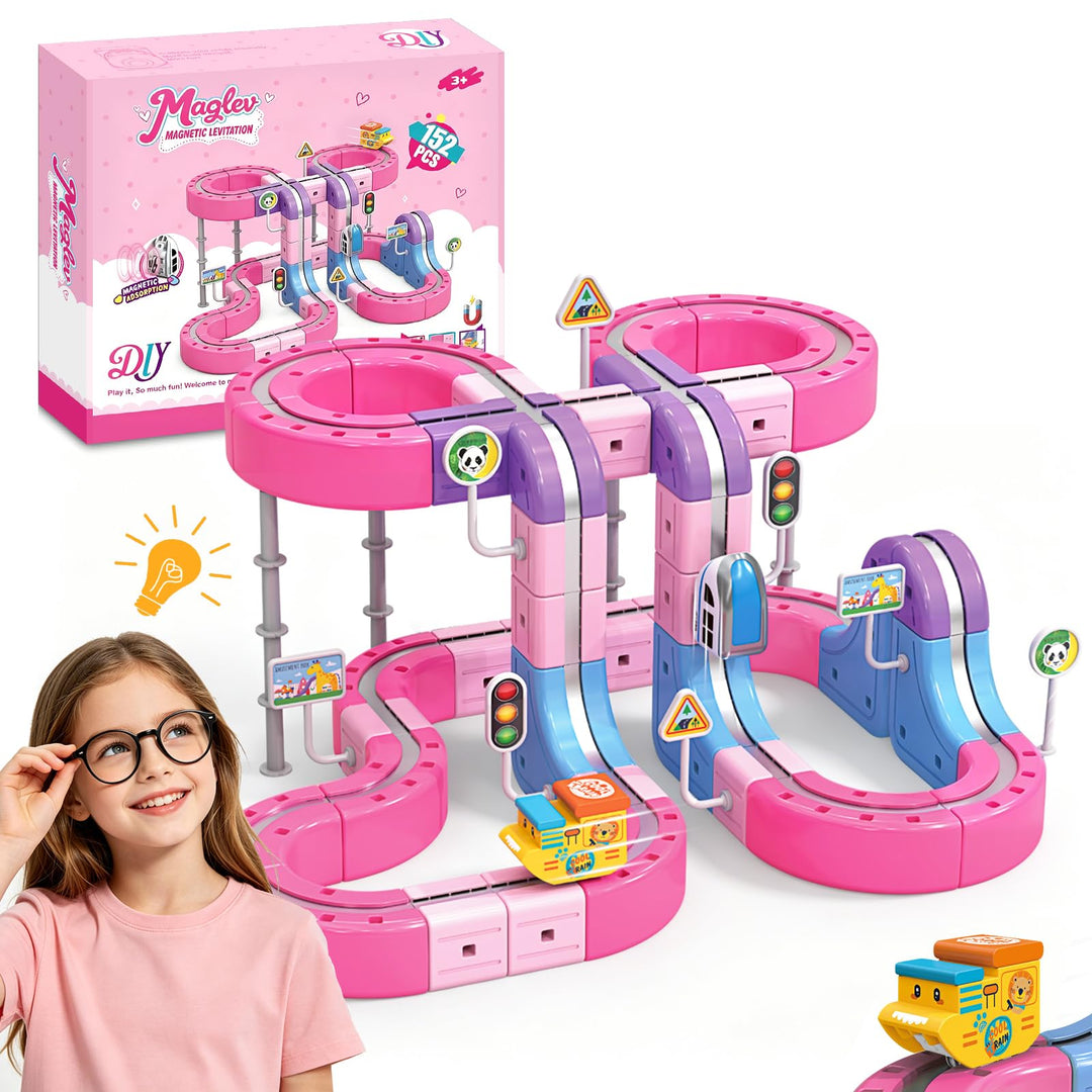 YESHIN Clickrail Electric Train Set, DIY Zugstrecken-Set mit Schwerkraft Defying 3D-Layouts, Motoris