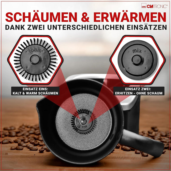 Clatronic® Milchaufschäumer für warme und kalte Milch | Milchaufschäumer elektrisch mit integrierter