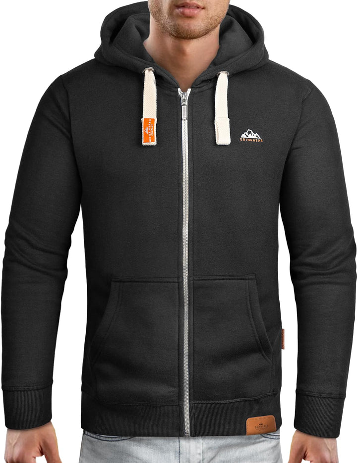 Grin&Bear Hoodie Herren Sweatshirt Pullover GEC022 S Schwarz, S Schwarz