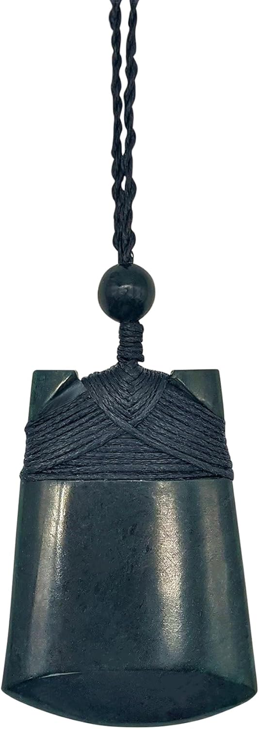 81stgeneration Anhänger Halskette Toki Klinge Geschnitzte Schwarze Nephrit-Jade für Herren und Damen