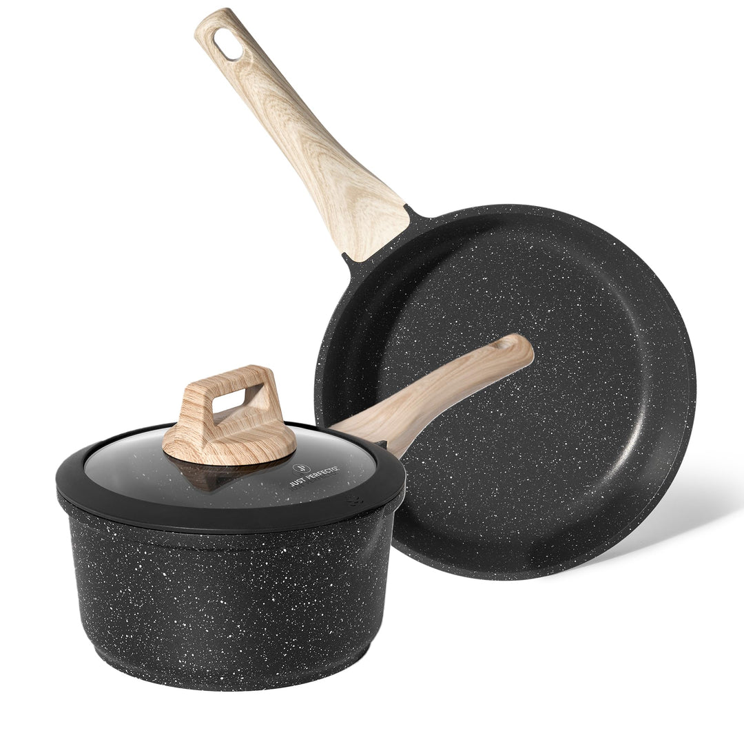 Just Perfecto Pfannen-Set, 20 cm + Stieltopf 18 cm, mit Deckel, Kochset, Induktionsgeeignet, Antihaf