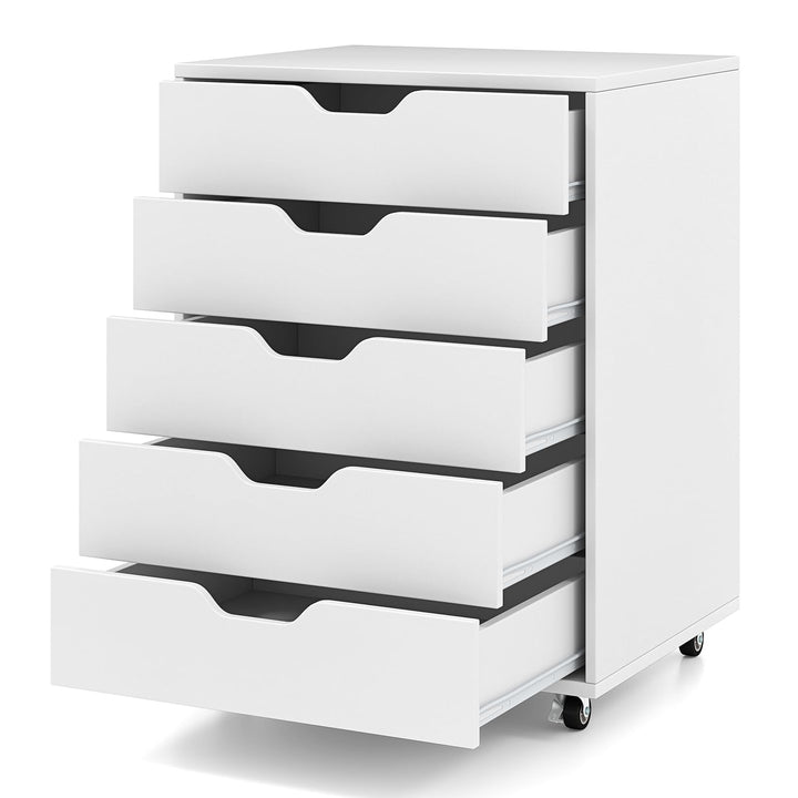 GIANTEX Aktenschrank auf Rollen, Rollcontainer mit Schubladen, mobiler Druckerständer für Home-Offic