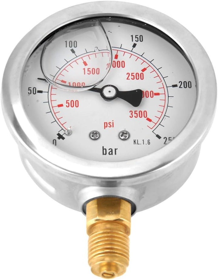 Manometer 0-250Bar 0-3750PSI G1/4 63mm Zifferblatt Hydraulische Wasserdruckanzeige Meter