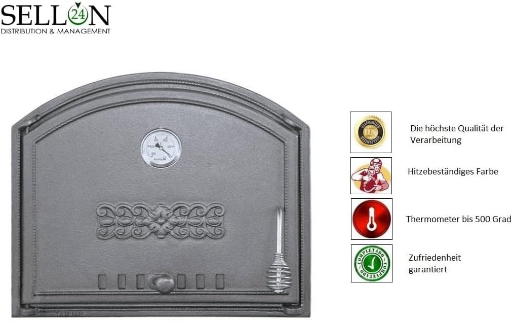 Sellon24® Ofentür aus Gusseisen Backofentür Steinofentür Pizzaofen 485x410