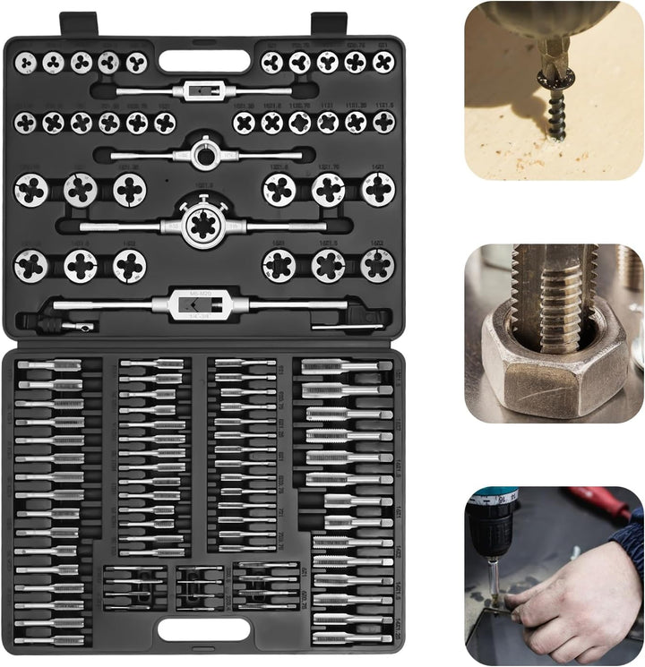 110 Teile Gewindebohrer Gewindeschneider Set Maschinengewindebohrer Set für Reparaturen an Metall Al