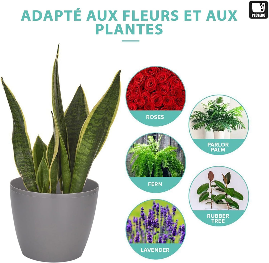 PECZEKO Glänzende Blumentöpfe - Deko Pflanztopf für Blumen & Kräuter - Langlebige & leichte runde Ku