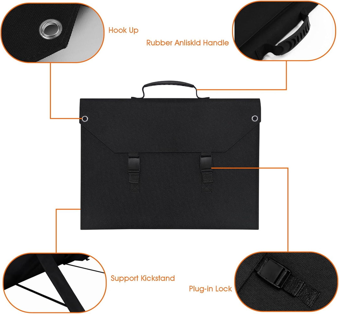 Powkey Solarpanel 60W Faltbares Solarpanel Monokristallines Solarmodul mit USB C 2*QC3.0 Port 12-18V