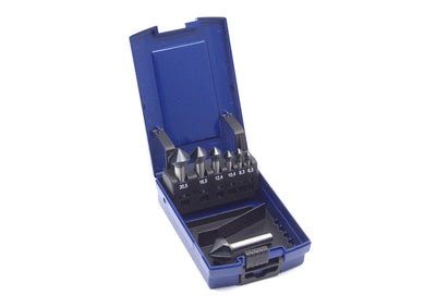 WSH-TOOLS Kegelsenker Set 7-teilig TiAlN-beschichtet 6,3 mm - 25mm HSS-G 90° Winkel in Rosebox mit S