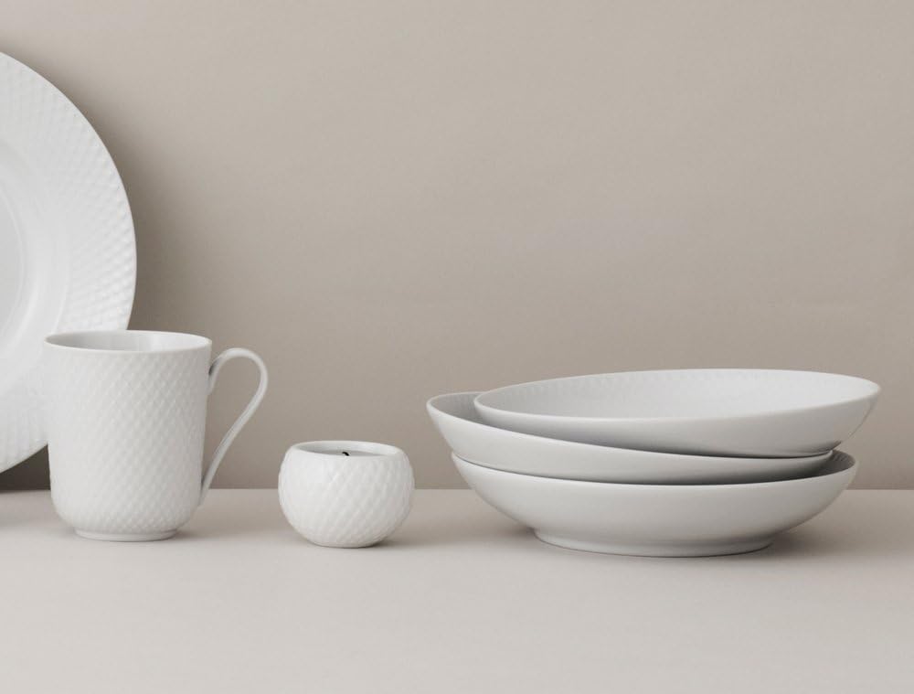 Lyngby Porcelæn Blockkerzenhalter Ø14.5 cm Rhombe Dekorativ klassisch, Weiss 6,5cm Weiss, 6,5cm Weis