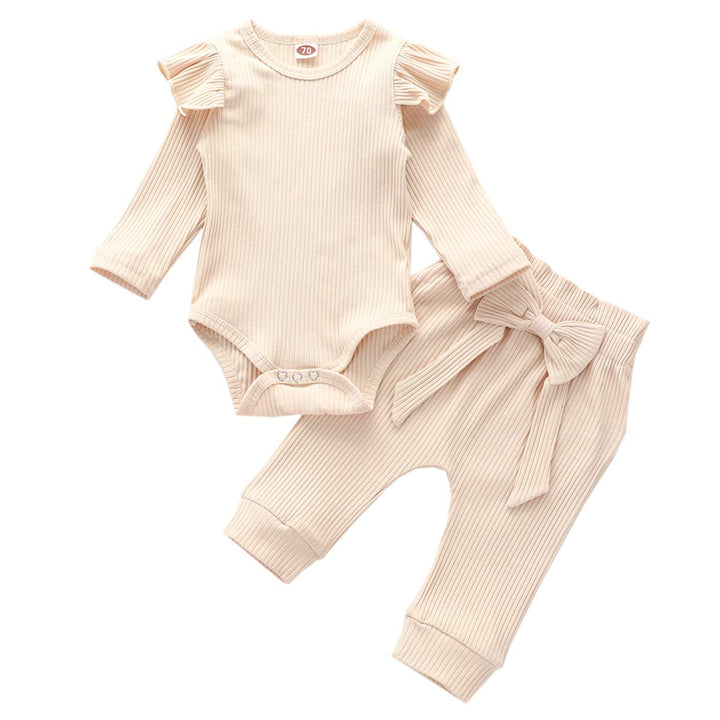 Geagodelia Baby Mädchen Einfarbige Kleidung Outfit 6-12 Monate Beige, 6-12 Monate Beige