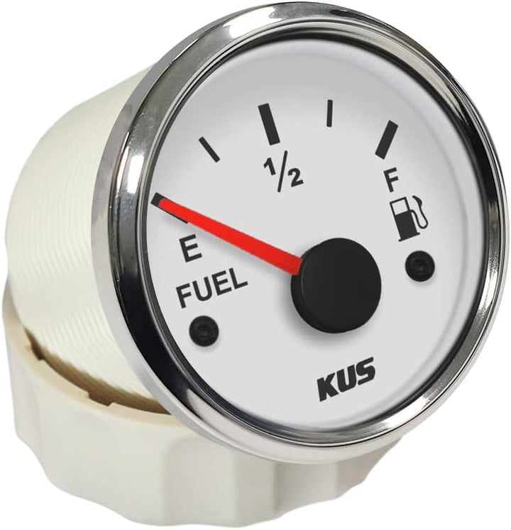 KUS Heizölstandsanzeige Anzeige 240-33Ohm Mit Hintergrundbeleuchtung 12V/ 24V 52 MM (2") (Weiss), we