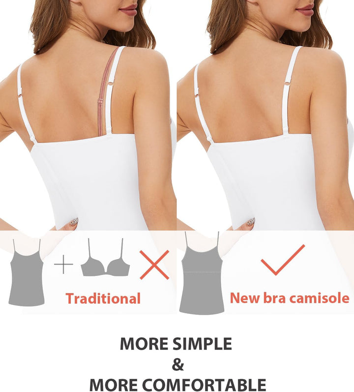 Knuffnee Damen Baumwolle Unterhemd Regal BH Unterhemden Verstellbaren Spaghetti Top 3er Pack XXL Sch