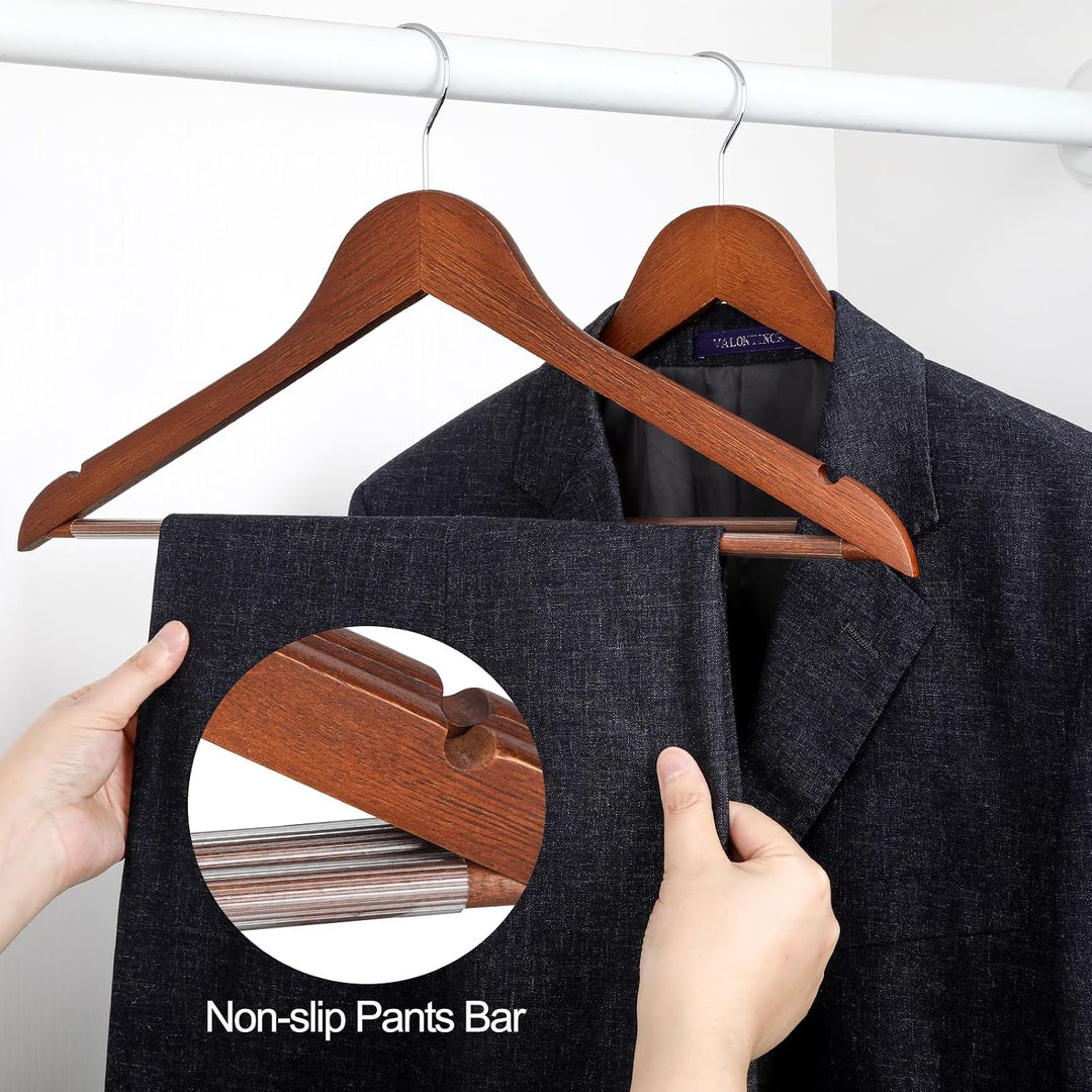 TOPIA HANGER CT34WA30 Kleiderbügel aus Holz, langlebig, mit 360 Grad drehbarem Haken, rutschfeste Ho