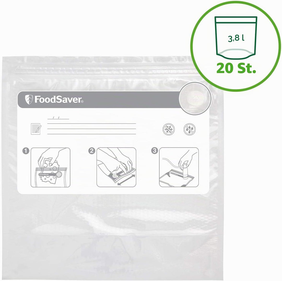 FoodSaver, wiederverwendbare Vakuumbeutel mit Zippverschluss | für FoodSaver Lebensmittel-Vakuumiere