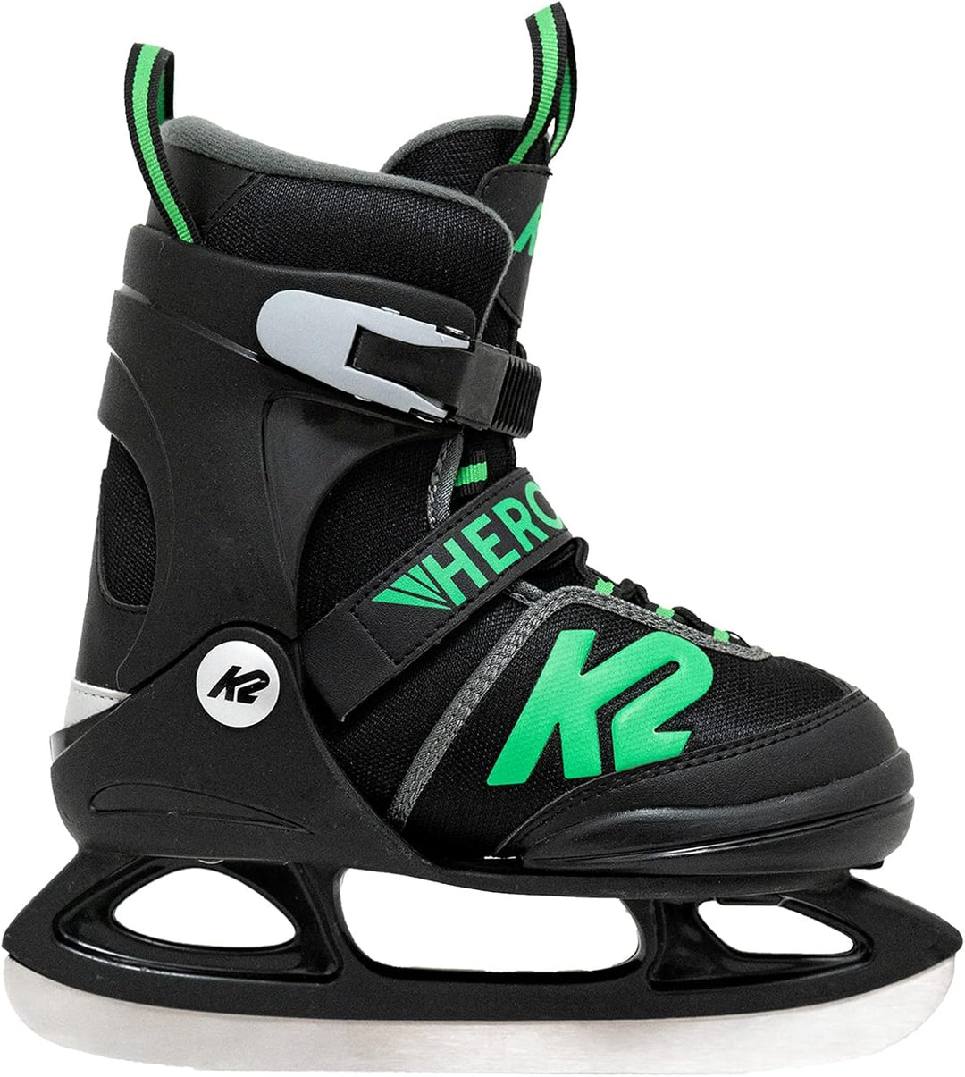 K2 Skates Jungen Schlittschuhe Hero Ice, black - green, 25D0601 S (EU: 29-34 / UK: 10-1 / US: 11-2)