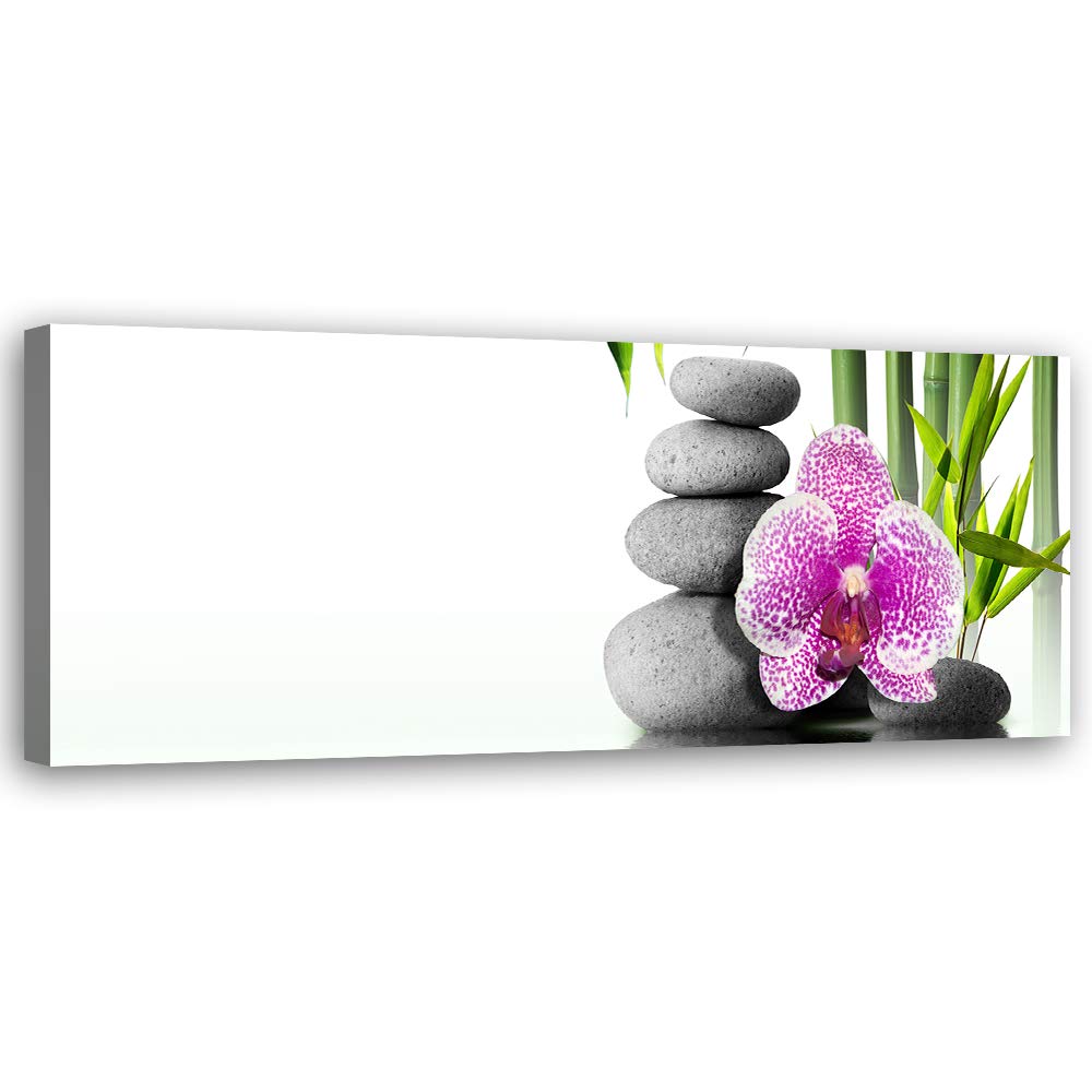 Feeby Wanddeko Zen Leinwandbild Kunstdruck Orchidee Weiss 120x40 cm Leinwandbild 120x40 cm Weiss_a,