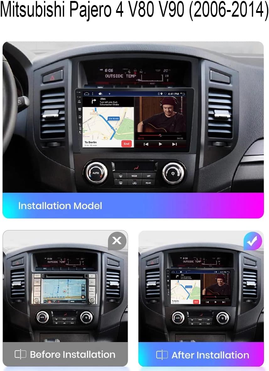 Android 15 Autoradio für Mitsubishi Pajero 4 V80 V90 (2006-2014) - Rückfahrkamera KOSTENLOS - 2G+64G