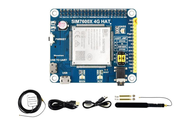 Waveshare SIM7600G-H 4G HAT, Supports LTE Cat-4 4G/3G/2G, GNSS Positioning, Global Band, Compatible