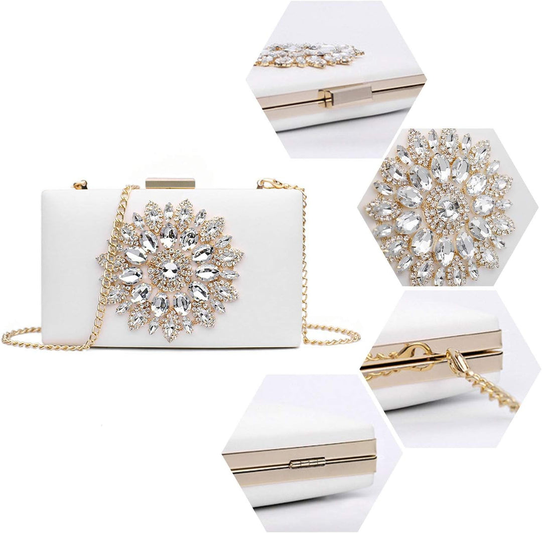 Jywmsc Damen Clutch mit Kette Party Hochzeit Handtasche für Braut Abendtasche Umhängetasche Handtasc