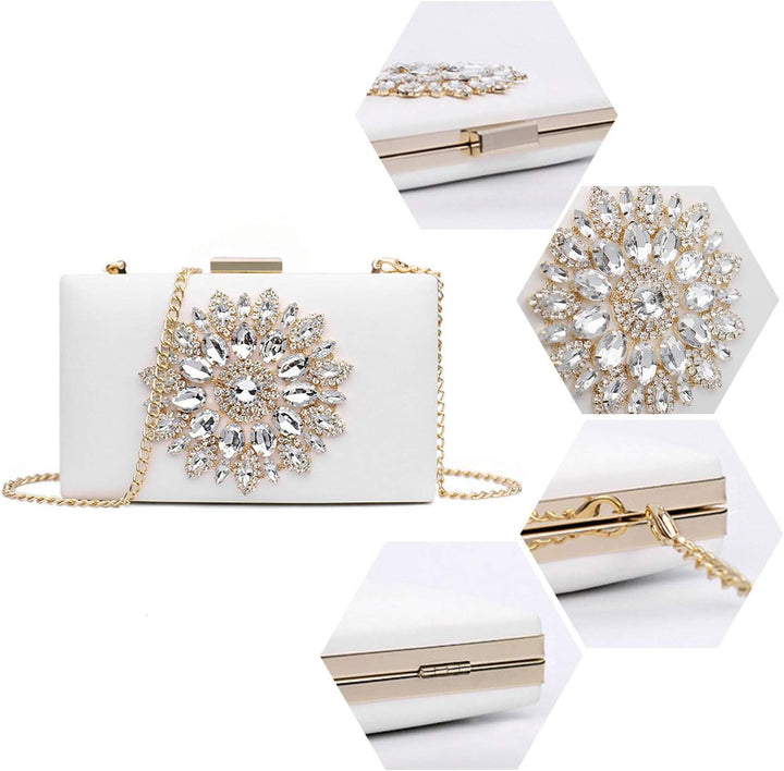 Jywmsc Damen Clutch mit Kette Party Hochzeit Handtasche für Braut Abendtasche Umhängetasche Handtasc