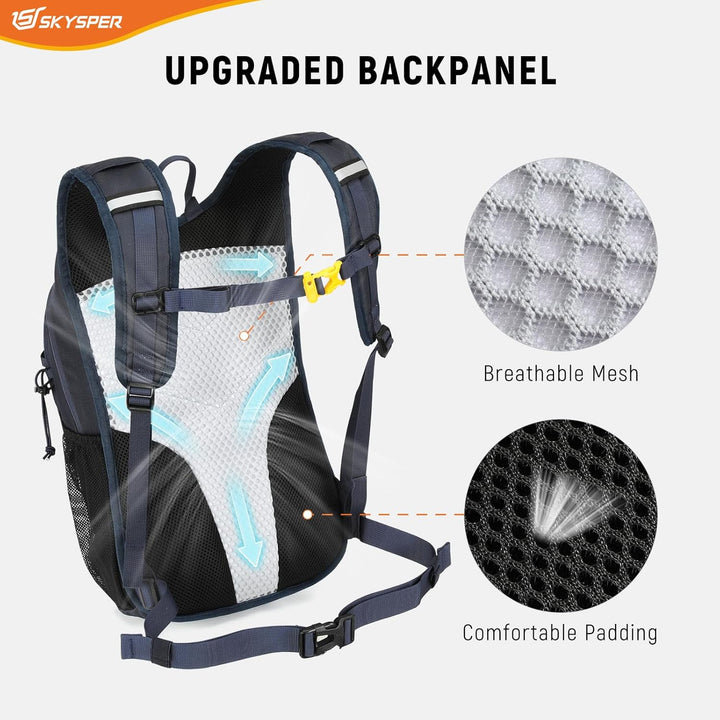 SKYSPER Wanderrucksack, 15L Kleiner Rucksack Leicht Tagesrucksack Damen Daypack für Wandern Hiking B