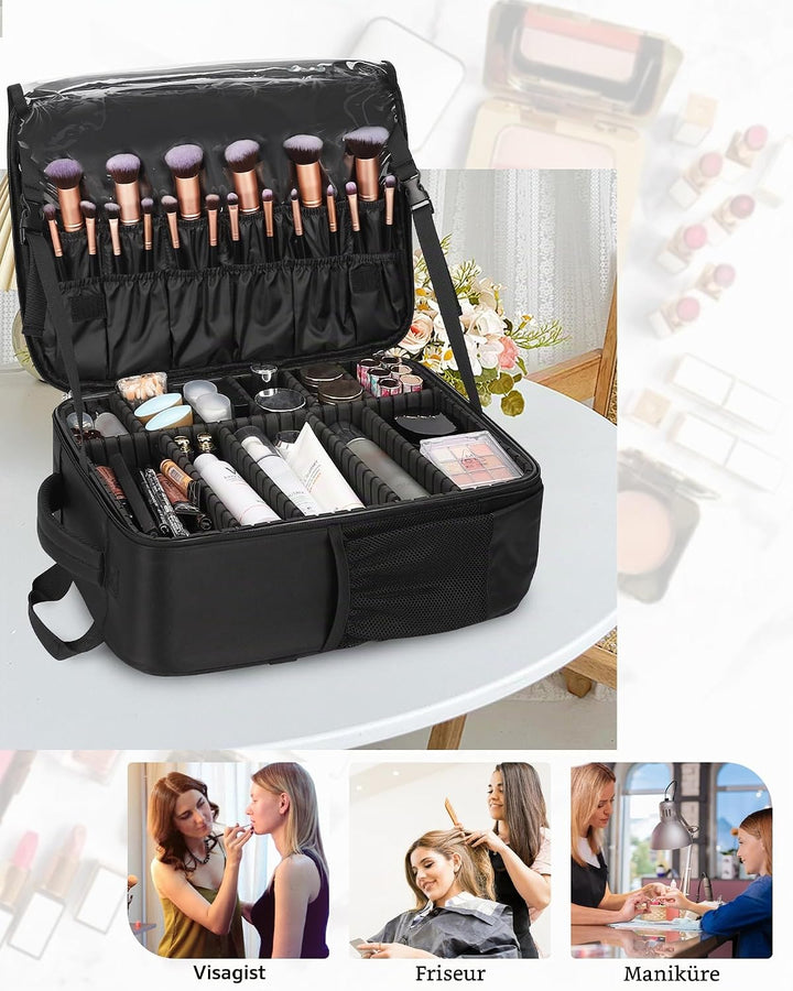 Make-up Rucksack, Profi Reise Make-up-Koffer Set für Frauen – XL Kosmetik-Organisierer mit Pinselauf