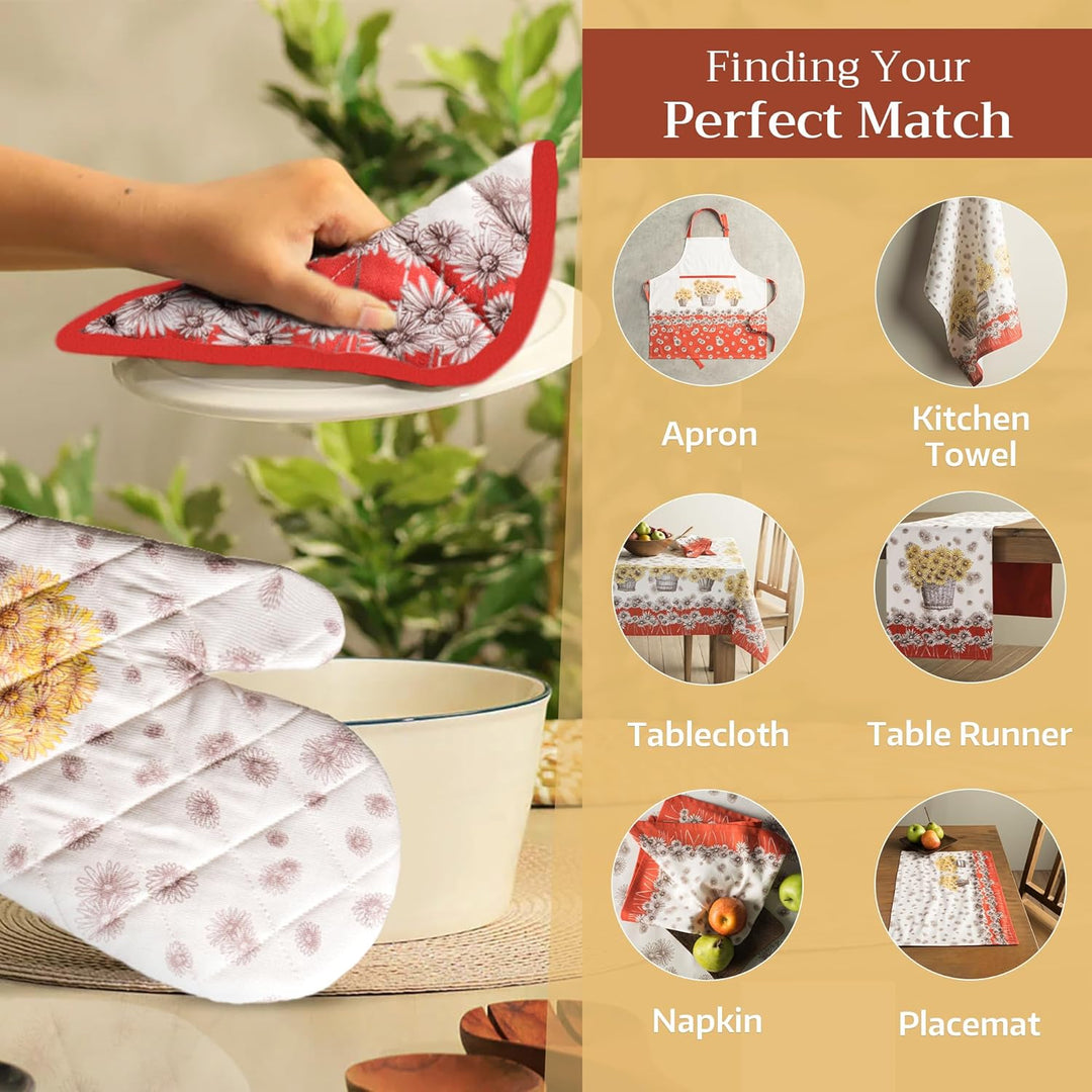 Maison d' Hermine Hot Pads Set mit 2 Topfhaltern aus 100% Baumwolle mit Schleife, (20cm x 20cm) Topf