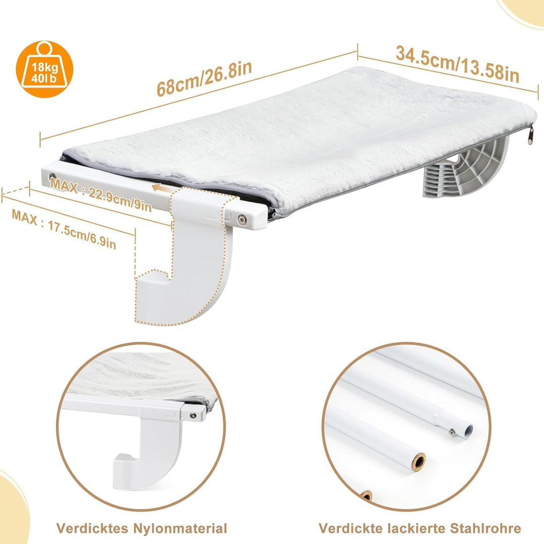 GUUSII HOME Katzenliege Balkon Fensterhängematte für Heizung Heizkörper 67.5 * 34.5cm Hängematte für