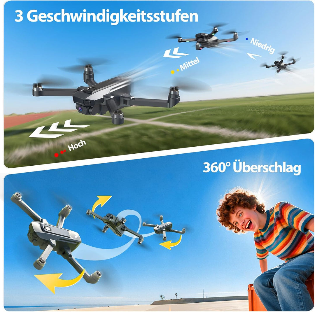 DEERC D25 Faltbare Drohne mit 1080P Kamera, RC Quadrocopter mit 5G FPV, 40 Min. Flugzeit, Optischer