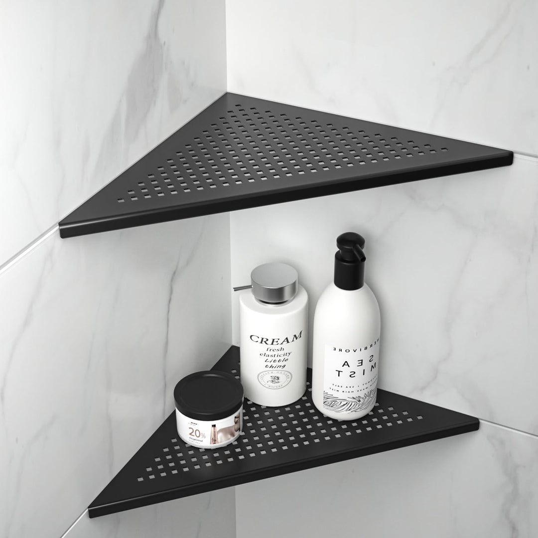 Eck Duschregal, Edelstahl 304 Badezimmerregal aus Stahl mit Gitterdesign für geflieste Wände, Einbau