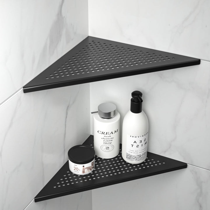 Eck Duschregal, Edelstahl 304 Badezimmerregal aus Stahl mit Gitterdesign für geflieste Wände, Einbau