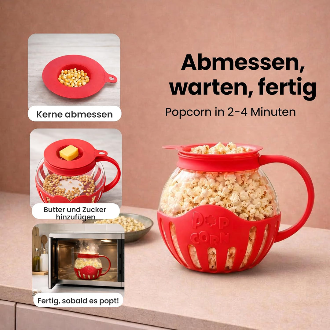 Netrox - Popcorn Maker für Mikrowelle – Glasbehälter, BPA-frei, spülmaschinengeeignet – Fettfreie Po