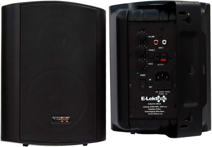 E-Lektron EWL5A Stereo Aktiv Lautsprecher Paar inkl. Wandhalter - 5" 2X 60W Schwarz