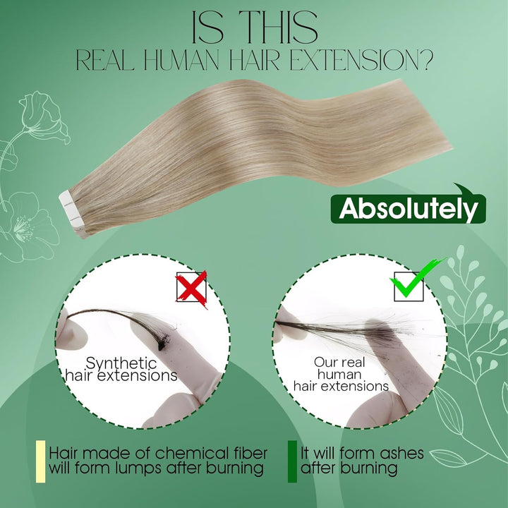 RUNATURE 55cm Tape Extensions Echthaar Blond Invisible Tape in Extensions Echthaar 20 Stück 50g Unsi