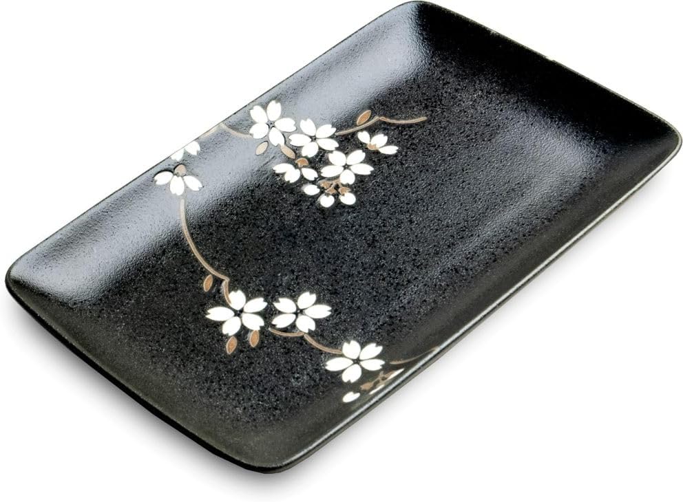 Sushiset KUROJI-Sakura Porzellan Sushi Set hergestellt in Japan Geschenkset Schwarz