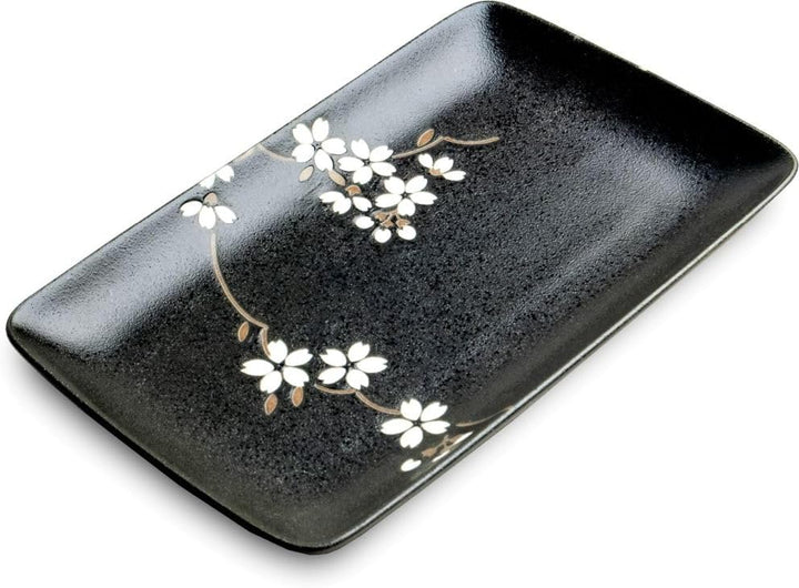 Sushiset KUROJI-Sakura Porzellan Sushi Set hergestellt in Japan Geschenkset Schwarz